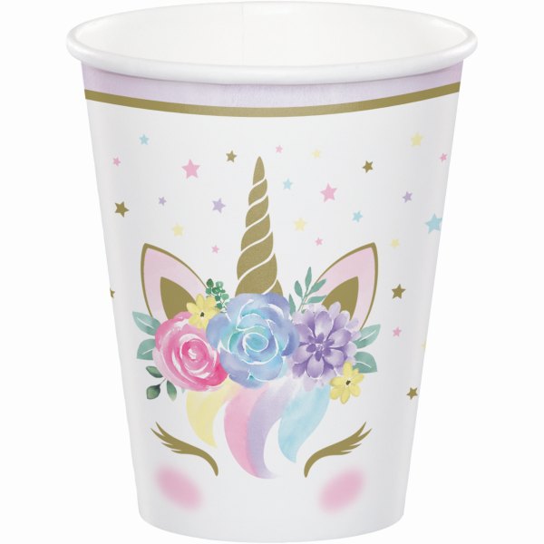 Party Becher Baby Einhorn, 8er Pack, Pappe kinderparties-shop