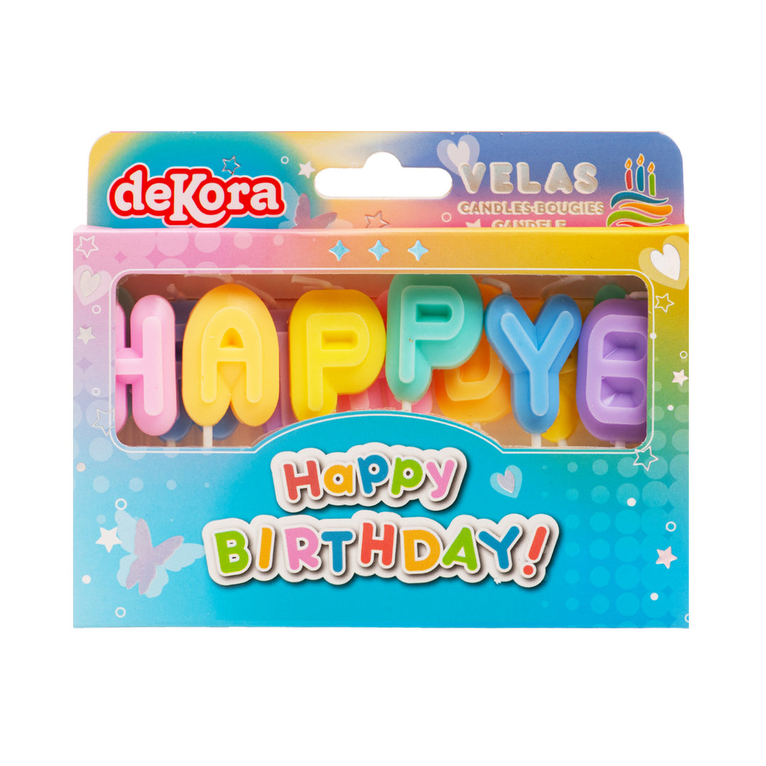 Happy Birthday Kerzen, bunt, 13er Pack, 8cm