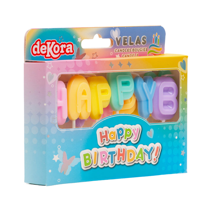 Happy Birthday Kerzen, bunt, 13er Pack, 8cm