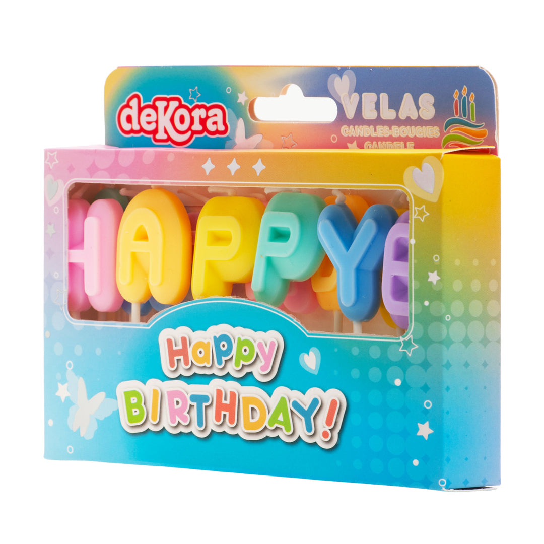 Happy Birthday Kerzen, bunt, 13er Pack, 8cm