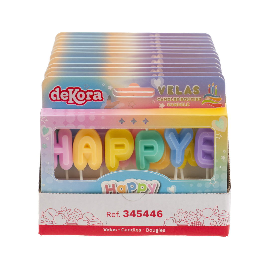 Happy Birthday Kerzen, bunt, 13er Pack, 8cm
