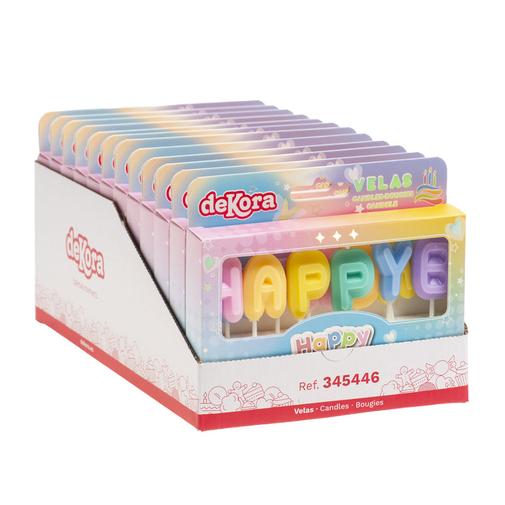 Happy Birthday Kerzen, bunt, 13er Pack, 8cm