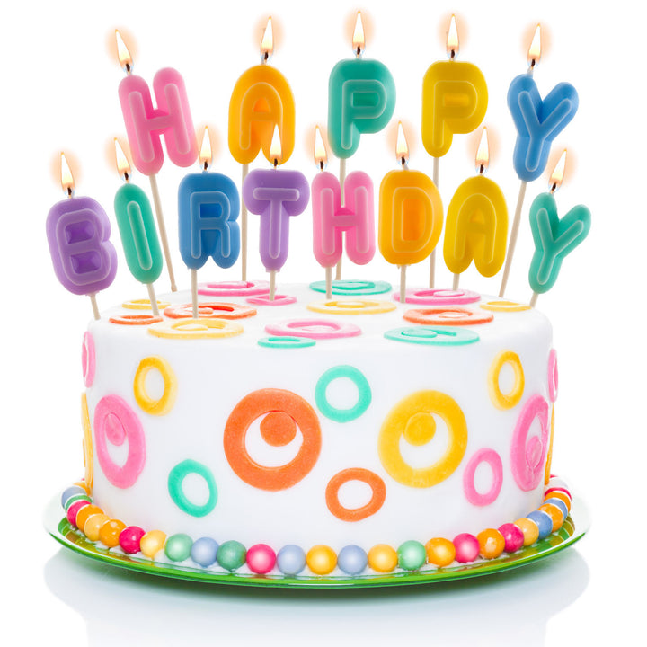 Happy Birthday Kerzen, bunt, 13er Pack, 8cm