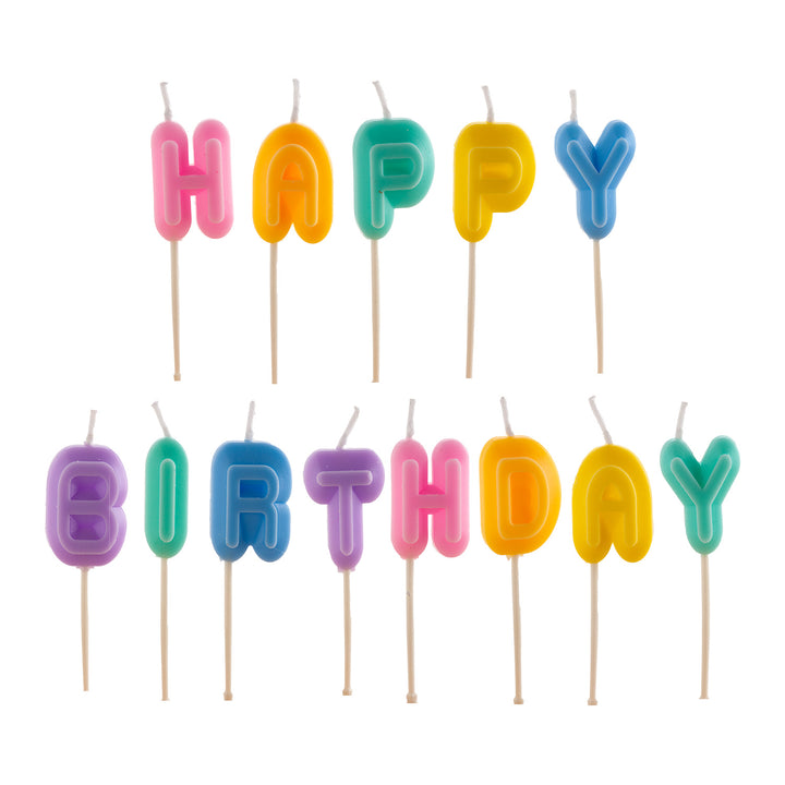 Happy Birthday Kerzen, bunt, 13er Pack, 8cm