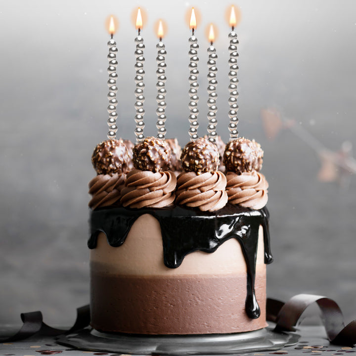 Elegante Kuchenkerzen im Bubble-Design, Silber, 14 Stück