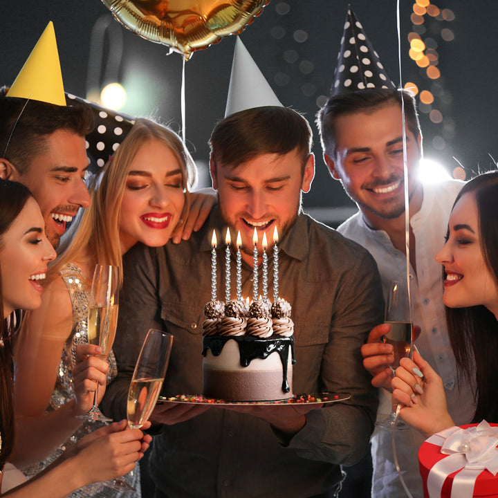 Elegante Kuchenkerzen im Bubble-Design, Silber, 14 Stück