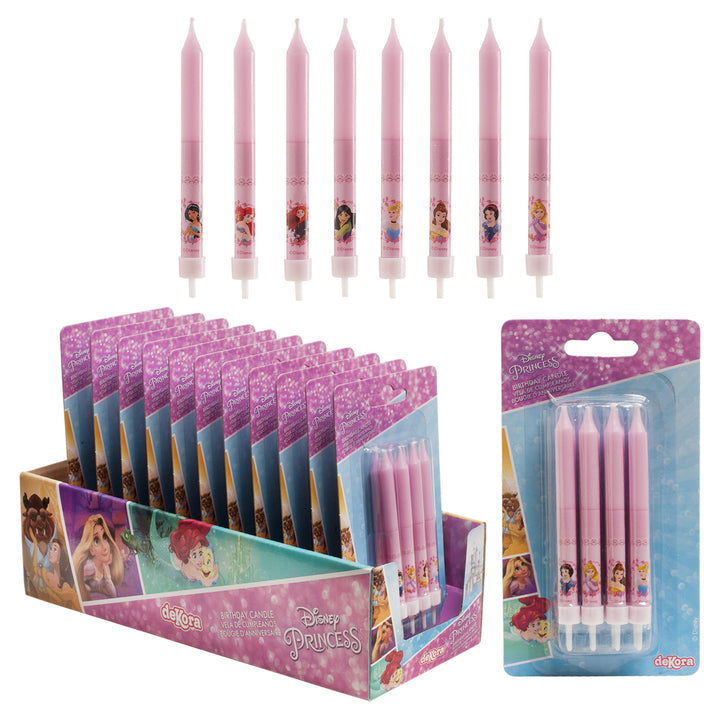 Kuchenkerzen Disney Princess, 8 Stück mit Halter