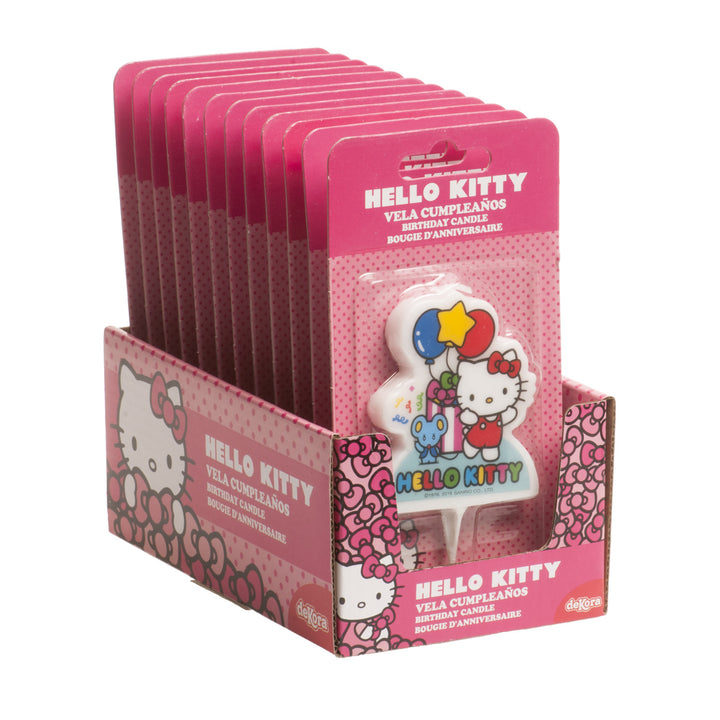 Tortenkerze Hello Kitty mit Ballons, Kuchendeko, 1 Stück
