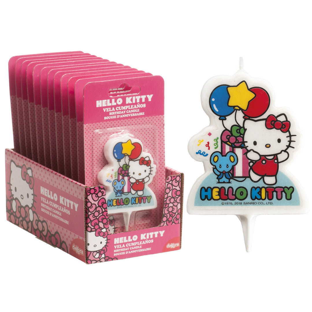 Tortenkerze Hello Kitty mit Ballons, Kuchendeko, 1 Stück