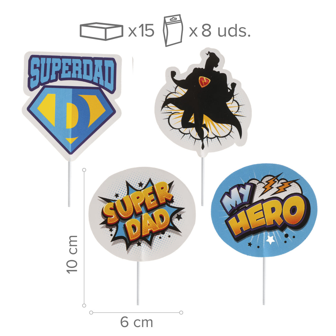 Muffin-Picker-Superdad-Deko-für-Vatertag-8-Stück