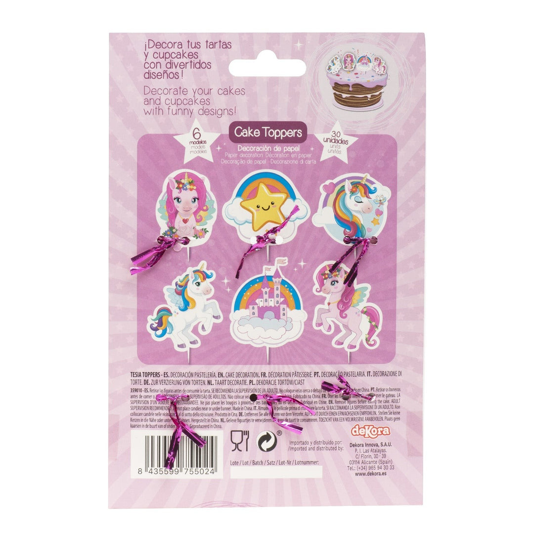 Muffin-Picker-Einhorn-&-Regenbogen-30-Stück