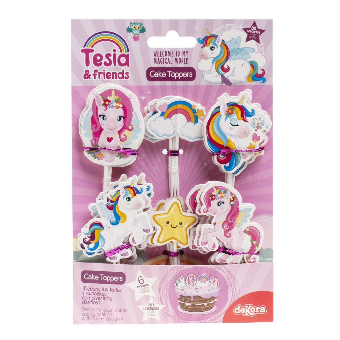 Muffin-Picker-Einhorn-&-Regenbogen-30-Stück