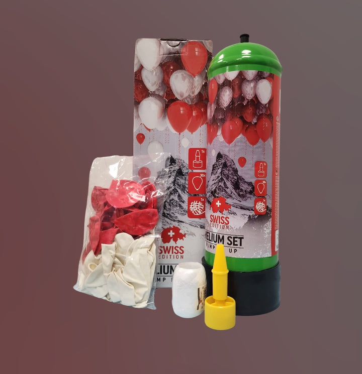 Helium Set mit 30 Ballons, Swiss Edition Rot-Weiss