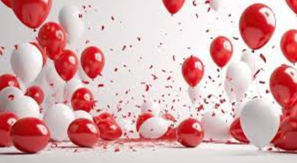 Helium Set mit 30 Ballons, Swiss Edition Rot-Weiss