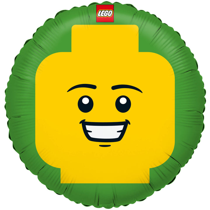 Folienballon Lego Kopf Smilie, doppelseitig, Ø 45 cm