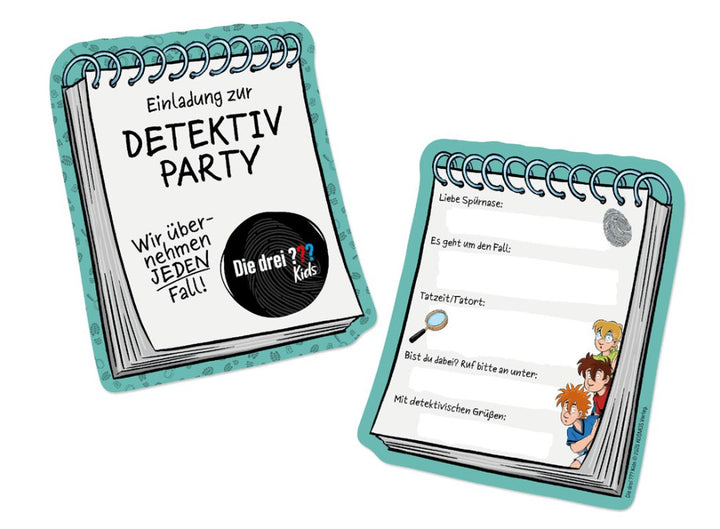 Einladung Die drei ??? Fragezeichen Kids, Detektiv Party, 8er Pack