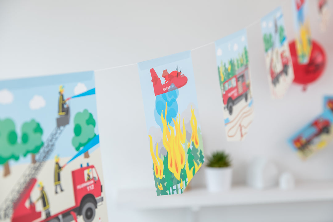 Girlande, Feuerwehr, Papier, 3.5m kinderparties-shop