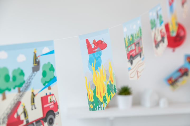 Girlande, Feuerwehr, Papier, 3.5m kinderparties-shop