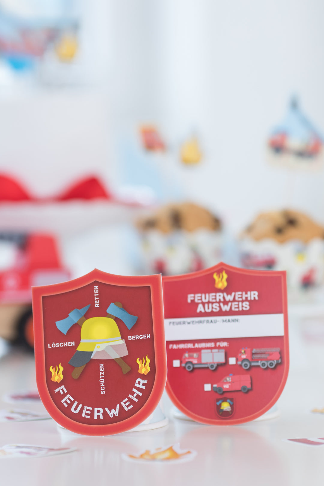 Feuerwehr Ausweise, 6er Pack, Spiel & Mitgebsel kinderparties-shop