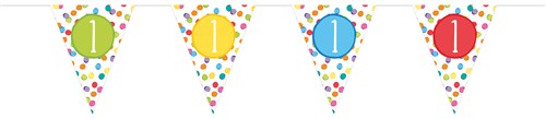 Zahlen Wimpelkette mit bunten Punkten, Zahlen 1-10, 6m kinderparties-shop