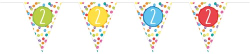 Zahlen Wimpelkette mit bunten Punkten, Zahlen 1-10, 6m kinderparties-shop