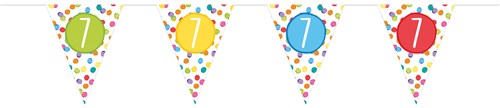 Zahlen Wimpelkette mit bunten Punkten, Zahlen 1-10, 6m kinderparties-shop