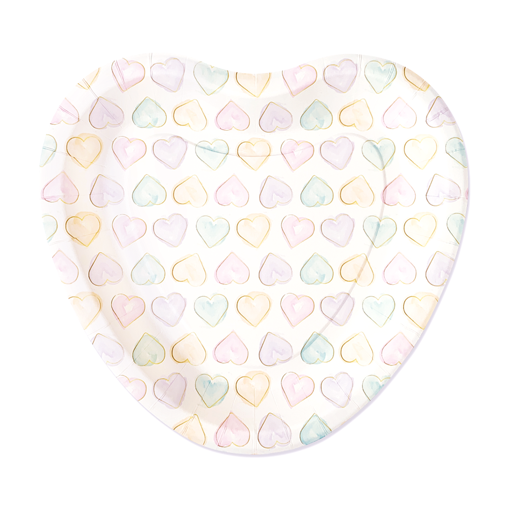 Partyteller Herzform, Pastell Herzen, 8 Stück, 23 cm