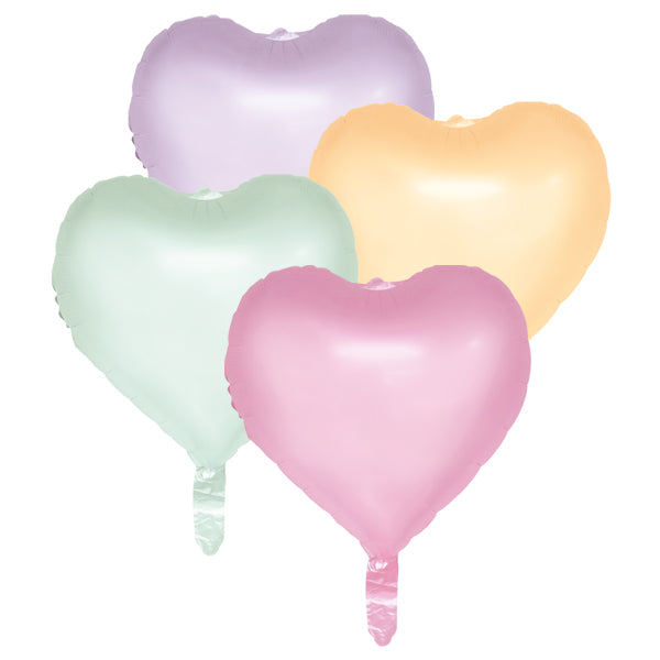 Folienballon-Set Herzen Pastell, 4 Stück, 35 cm