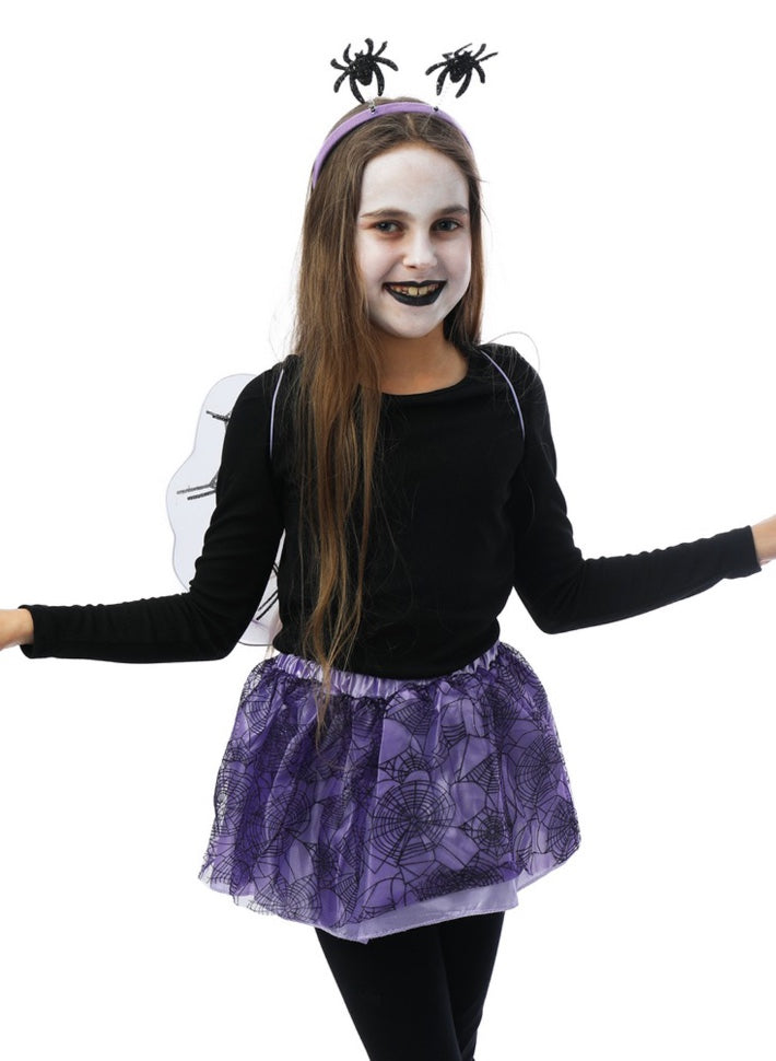 Halloween-Kostüm-Spinnen-Motiv-Tutu-Flügel-und-Haarband