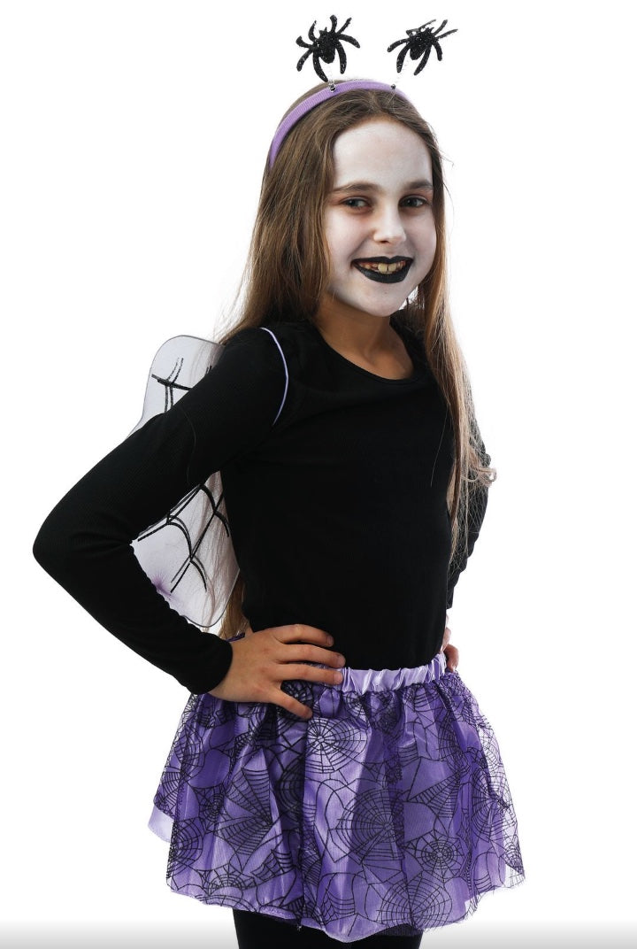 Halloween-Kostüm-Spinnen-Motiv-Tutu-Flügel-und-Haarband