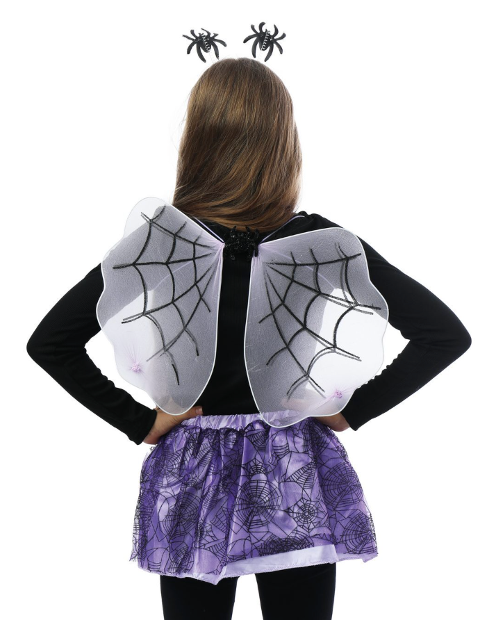 Halloween-Kostüm-Spinnen-Motiv-Tutu-Flügel-und-Haarband