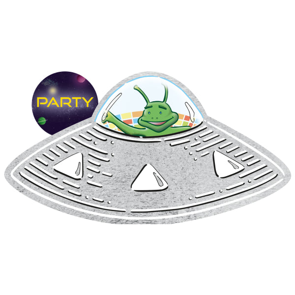 Ufo Einladung, Weltraum Party, 8er Pack inkl. Couverts