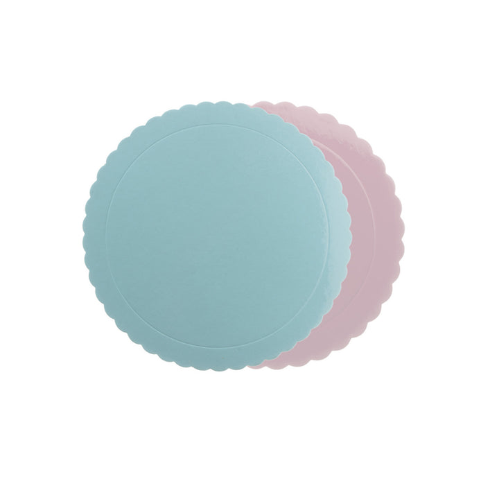 Tortenplatte doppelseitig, Blau und Rosa, Pappe, 1 Stück, Ø 30 cm