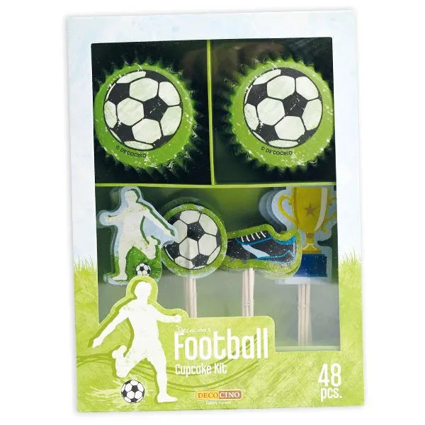 Muffindeko-Set Fussball, Förmchen & Picker, 48-teilig