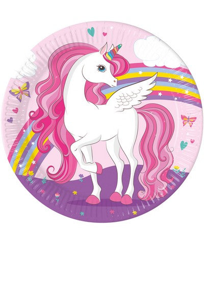 Party-Teller-Einhorn-Regenbogen-8-Stück-Ø-23-cm
