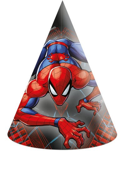 Spiderman Party-Hüte World of Webs, 6er Pack