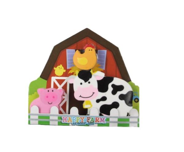 Bauernhof Radiergummi Set, Mitgebsel, 3-tlg kinderparties-shop