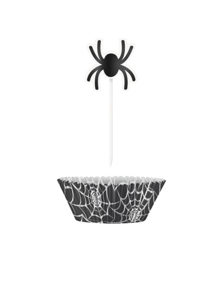 Spider cupcake set, cupcake cases & pickers, Halloween, pack of 24 image