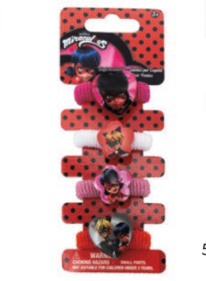 Miraculous Ladybug Haargummis, Mitgebsel, 4 Stück