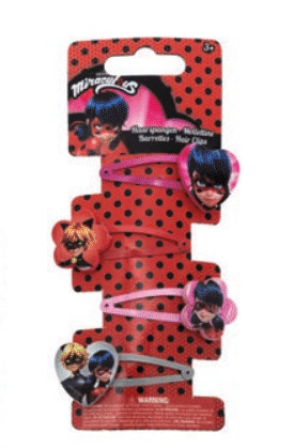 Miraculous Haarspangen, Ladybug & Cat Noir, Mitgebsel, 4 Stück