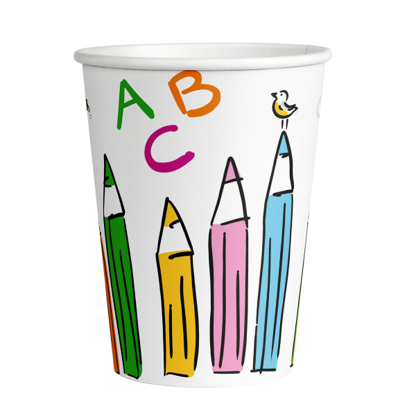 Schulanfang Partybecher, ABC, 8er Pack, 250ml, Pappe