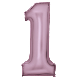 Pinke Metallic Folienballone, Nummer 1-9 und 0, 86 cm