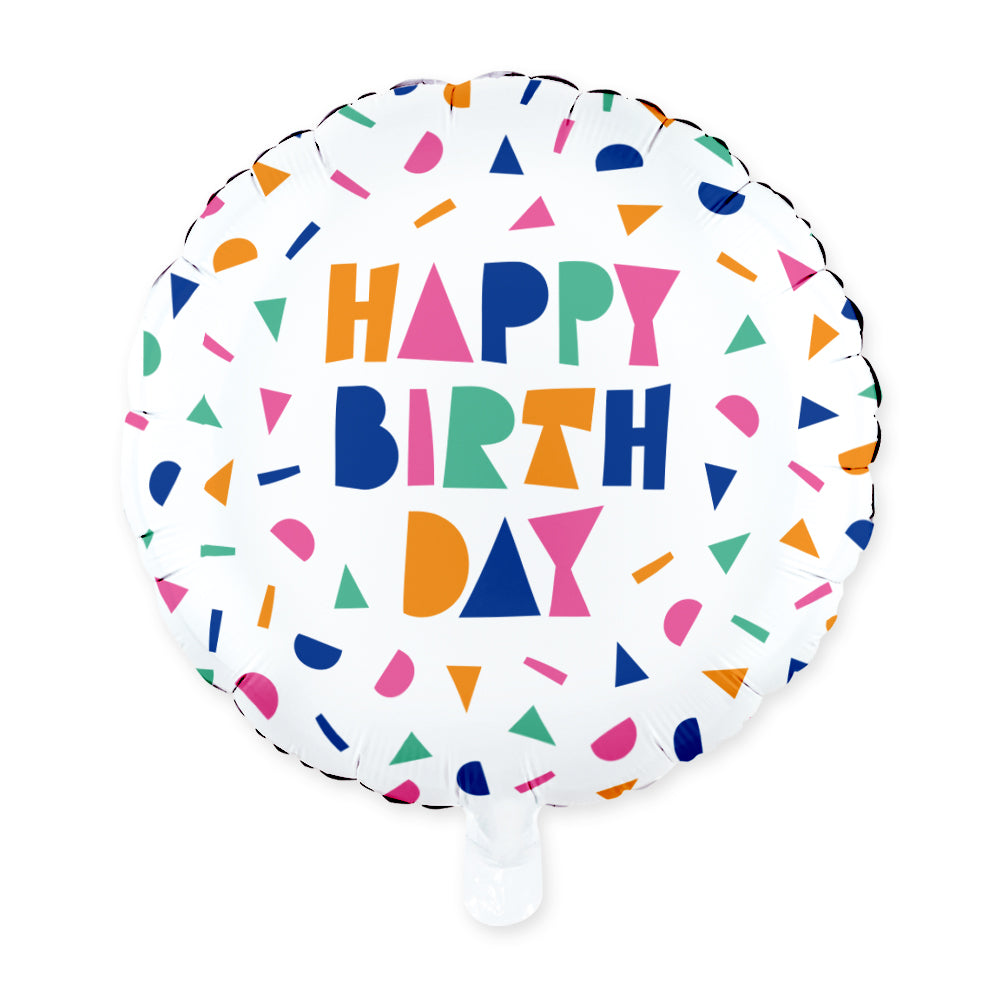 Folienballon Happy Birthday, Konfetti-Design, 45 cm