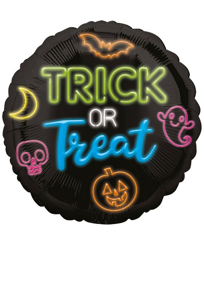 Folienballon Trick or Treat Neon, Halloween Party, Ø 42 cm