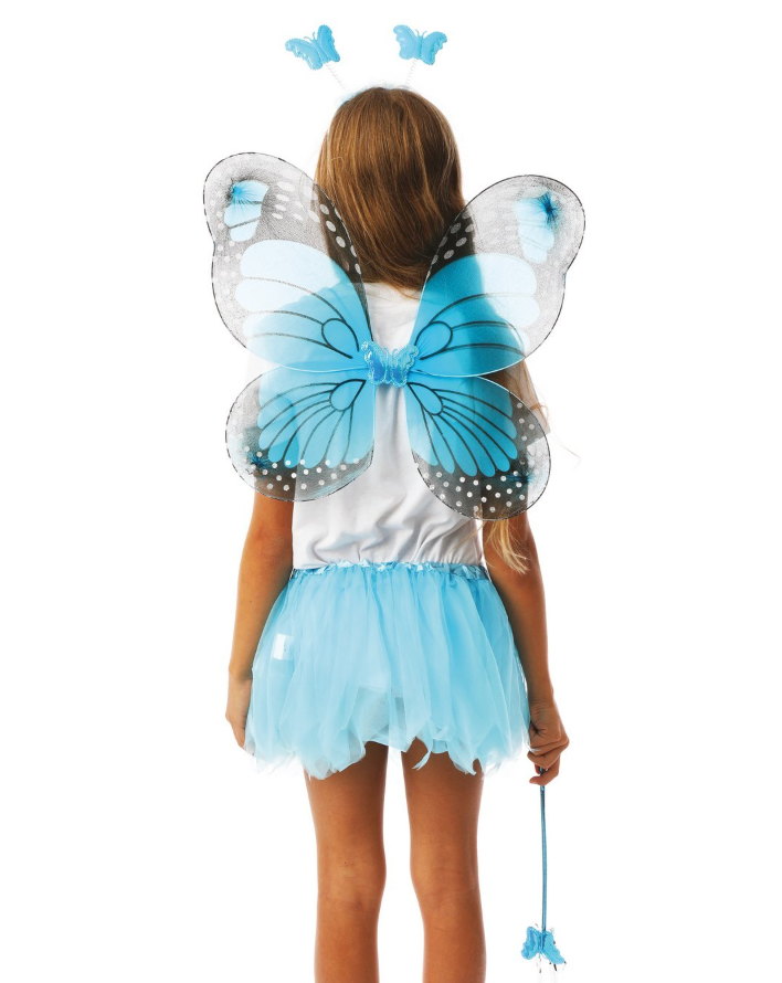Halloween-Kostüm-Schmetterling-Motiv-Set-Einheitsgrösse-Tutu-Haarband-und-Stab