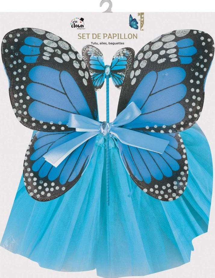 Halloween-Kostüm-Schmetterling-Motiv-Set-Einheitsgrösse-Tutu-Haarband-und-Stab