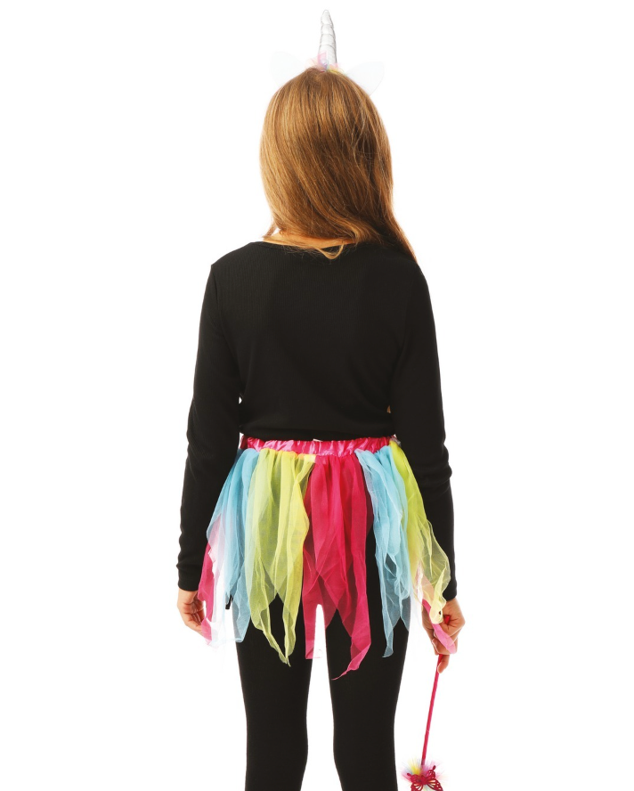Halloween-Kostüm-Einhorn-Motiv-Einheitsgrösse-Tutu-Haarband-und-Stab