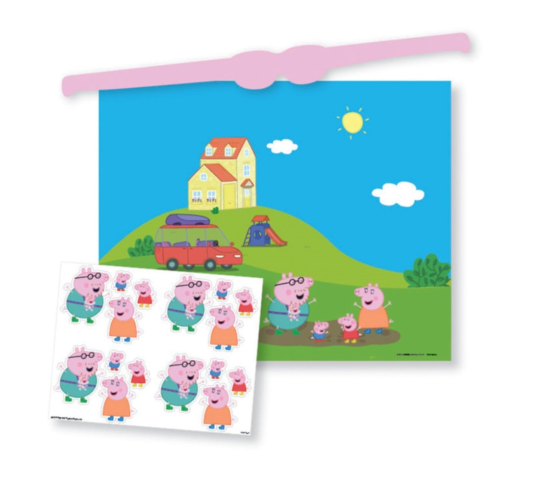 Partyspiel Peppa Wutz, Pin it, Set mit Poster Brille und 16 Stickern