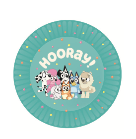 Party Teller Bluey 'Hooray!', 8 Stück, Ø 23 cm