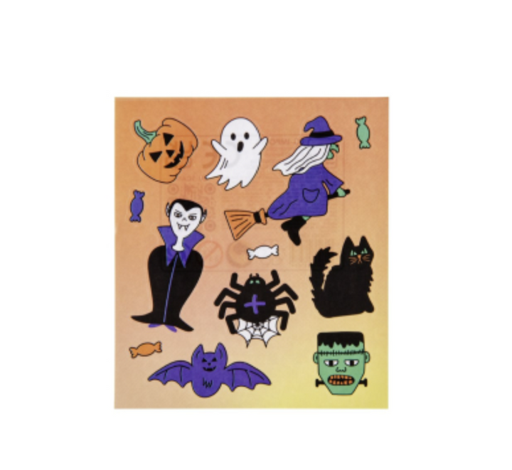 Sticker, Halloween, 1 Karte, 12 Sticker kinderparties-shop